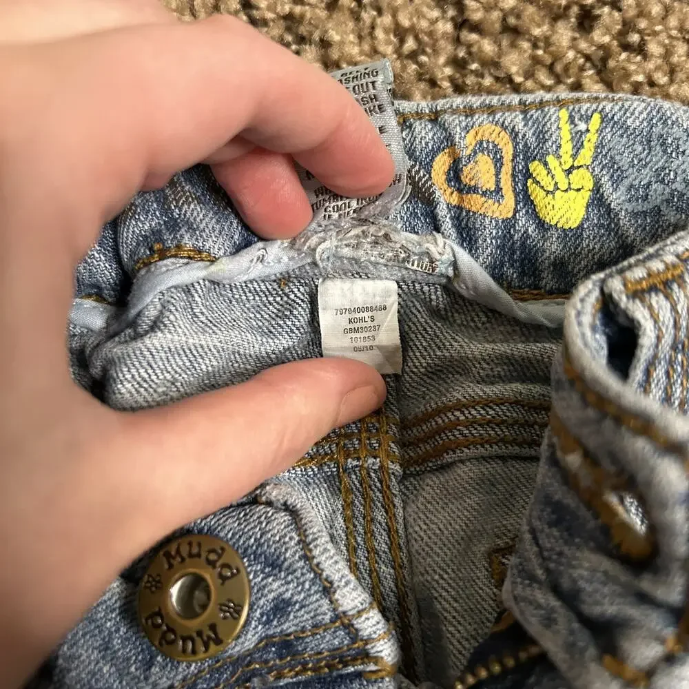 Vintage Y2K Girls Sz 8 Mudd Baby Flare Hippie Peace Sign Flare Jeans - Picture 8 of 16